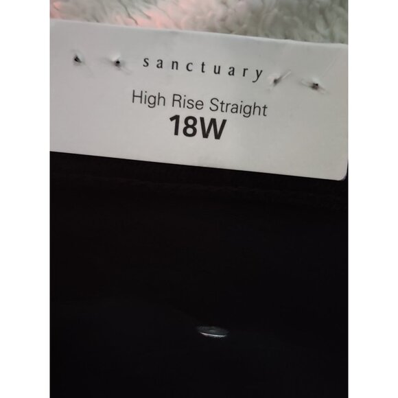 Sanctuary Good Vibes High-Rise Straight Black Jeans Raw Hem 18W NWT - Picture 8 of 9